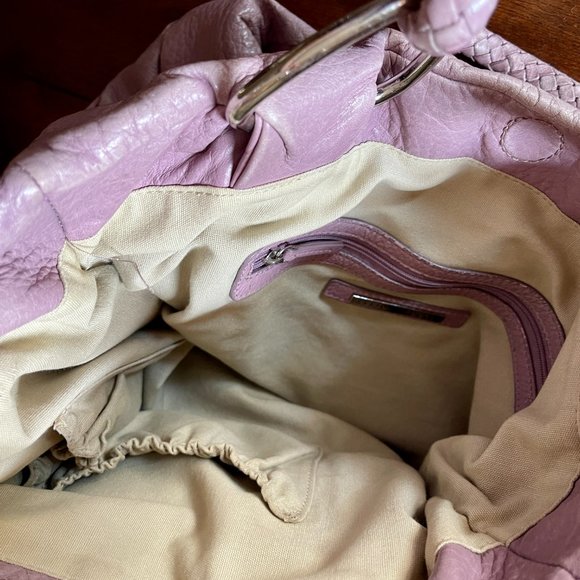 Elliott Lucca Purple Grained Leather Hobo Bag - Picture 12 of 12